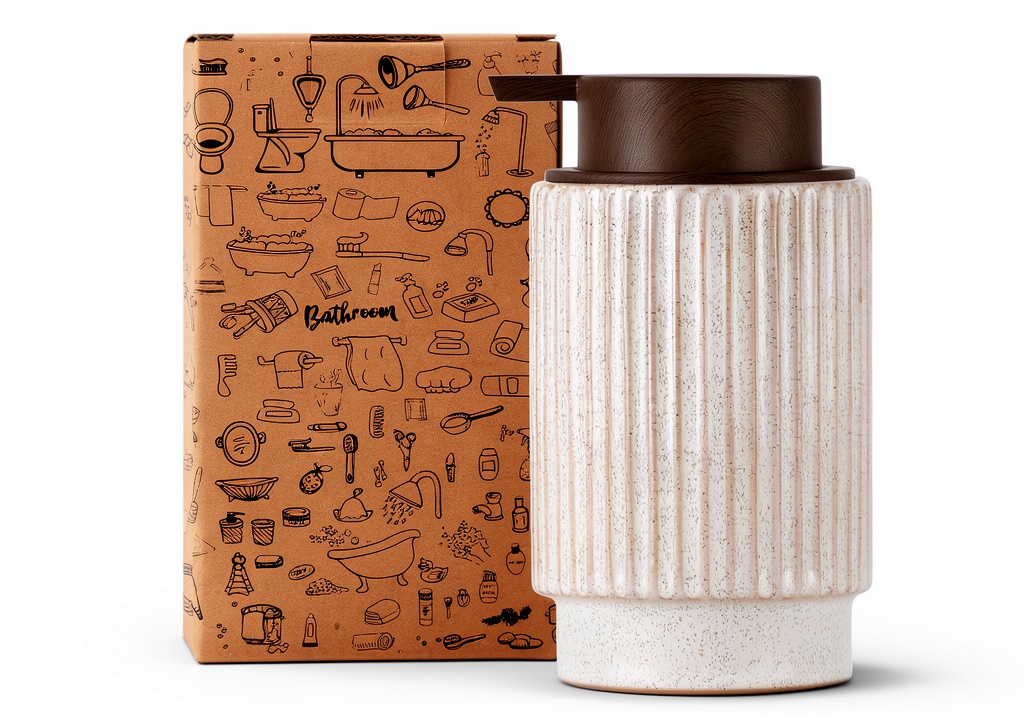Installing Wood Color Pump Soap Dispenser FE FUN ELEMENTS on a wooden kitchen countertop