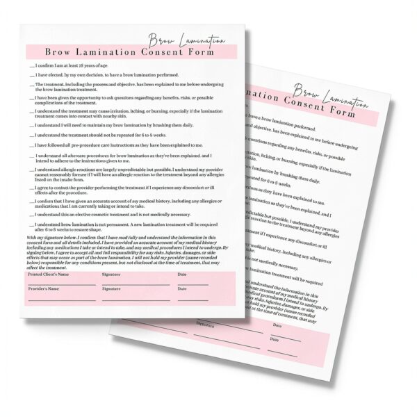 Eyebrow Lamination Forms Lashicorn BROW-A1-W-522 Pink 75-Page Set-2
