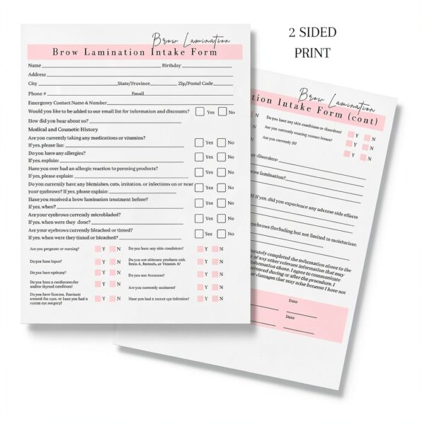 Eyebrow Lamination Forms Lashicorn BROW-A1-W-522 Pink 75-Page Set-3
