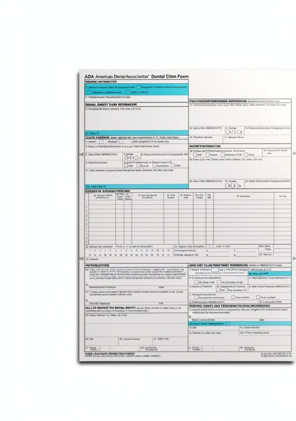 ADA Dental Claim Form 2024 Stockchecks 2500 White Insurance Claim-2