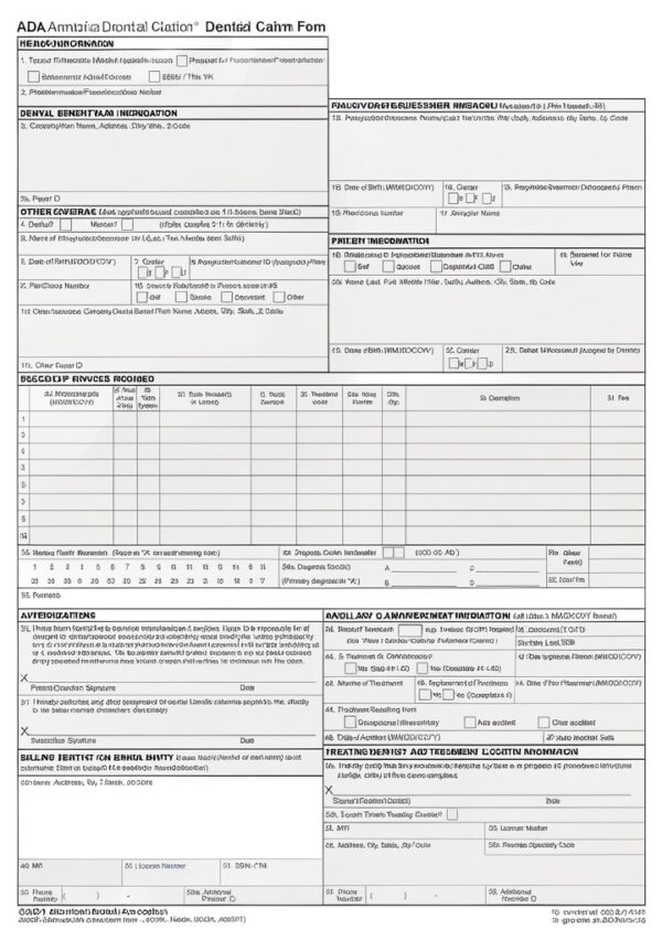 ADA Dental Claim Form 2024 Stockchecks 2500 White Insurance Claim-0