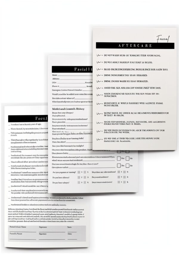 Facial Intake Consent & Aftercare Forms 75 Pack Lashicorn 8.5x11-4