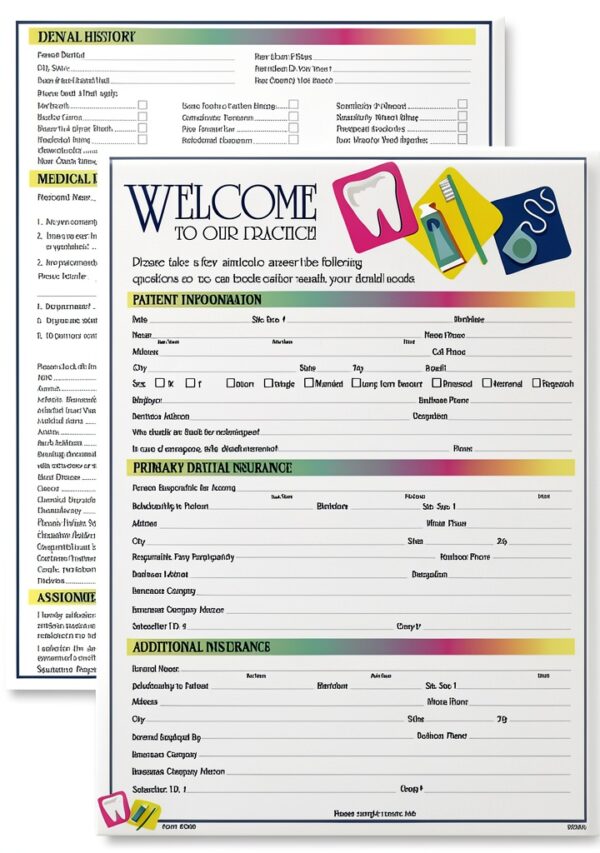 Two-Sided Dental Icon Registration Form – 3 Pads of 100 Sheets – EGP-0